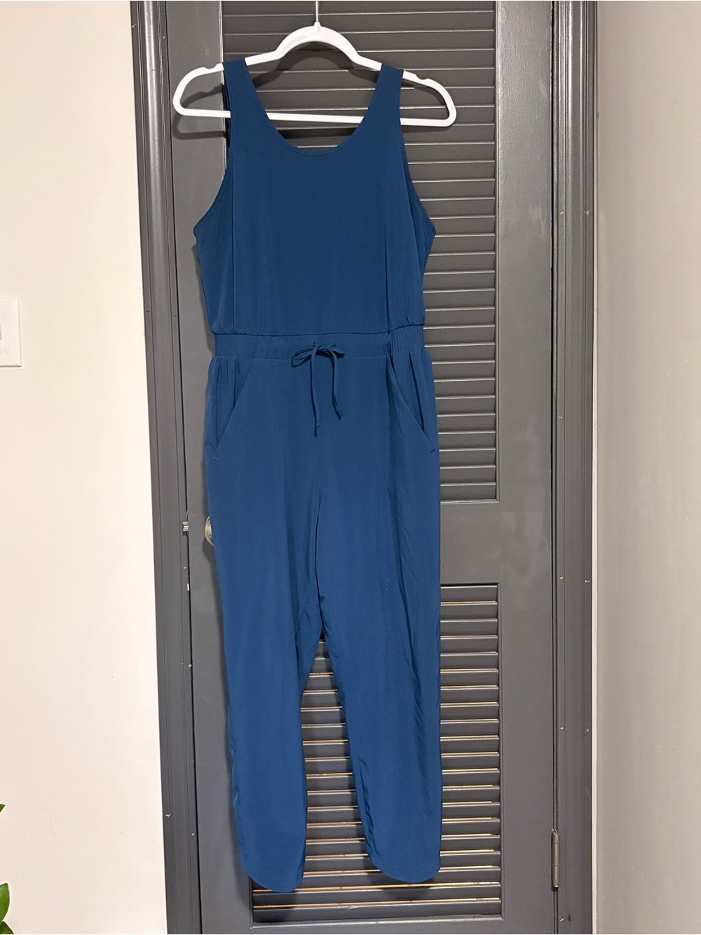 all in motion Teal-Blue Sleeveless Drawstring Jumpsuit